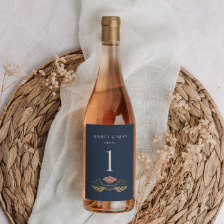 ヴィンテージアールヌーボーワインボトルテーブル番号 ワインラベル