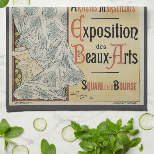 ヴィンテージアールヌーボー万博デボーアーツ キッチンタオル (折り畳み)