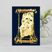 ヴィンテージアールヌーボー出生クリスマス 箔シーズンカード (立ち正面)