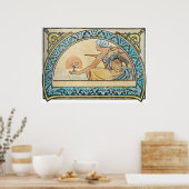 ヴィンテージアールヌーボー夕日 ポスター (キッチン)