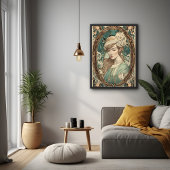 ヴィンテージアールヌーボー女エレガント美術 ポスター