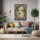 ヴィンテージアールヌーボー女エレガント美術 ポスター