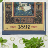 ヴィンテージアールヌーボー女占読占ブック キッチンタオル (折り畳み)