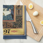 ヴィンテージアールヌーボー女占読占ブック キッチンタオル (四つ折り)