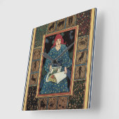 ヴィンテージアールヌーボー女占読占ブック スクエア壁時計 (傾斜)