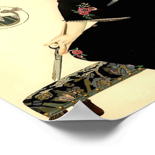 ヴィンテージアールヌーボー女性イン日本のファッション ポスター (角)