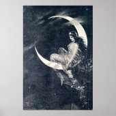 ヴィンテージアールヌーボー女性オンクレセントムーン ポスター (正面)