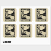 ヴィンテージアールヌーボー女性元司書テンプレート スクエアシール (シート)