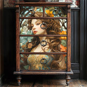 ヴィンテージアールヌーボー女神ビクトリアンボホフローラ 薄葉紙