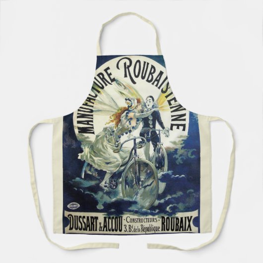 ヴィンテージアールヌーボー妖精、自転車ピエロムーン エプロン (正面)