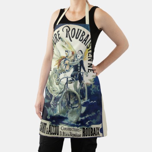ヴィンテージアールヌーボー妖精、自転車ピエロムーン エプロン (インサイチュ)