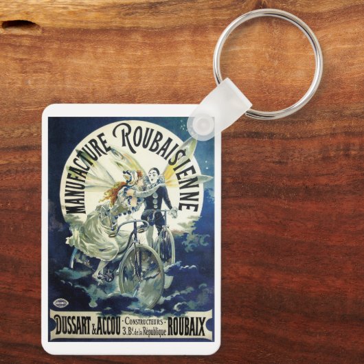 ヴィンテージアールヌーボー妖精、自転車ピエロムーン キーホルダー (裏面)