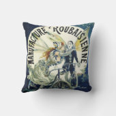 ヴィンテージアールヌーボー妖精、自転車ピエロムーン クッション (裏面)