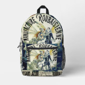 ヴィンテージアールヌーボー妖精、自転車ピエロムーン プリントバックパック (正面)