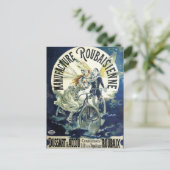 ヴィンテージアールヌーボー妖精、自転車ピエロムーン ポストカード (スタンド正面)