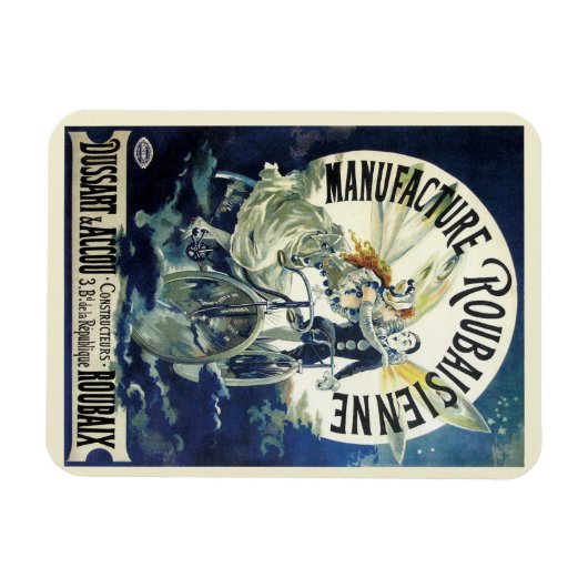 ヴィンテージアールヌーボー妖精、自転車ピエロムーン マグネット (横)