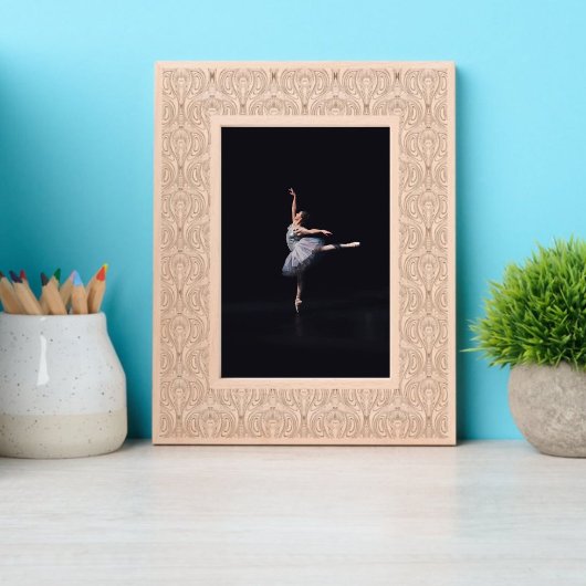 ヴィンテージアールヌーボー孔雀の羽模様 レーザー彫刻フレーム