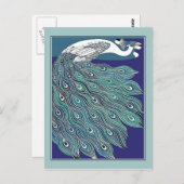 ヴィンテージアールヌーボー孔雀はがき ポストカード (正面/裏面)