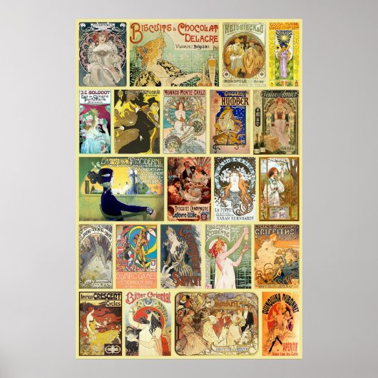 ヴィンテージアールヌーボー広告 ポスター (正面)