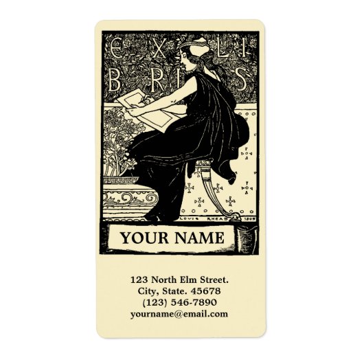 ヴィンテージアールヌーボー書ガール元天秤座ラベル ラベル (正面)