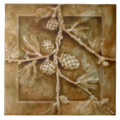 ヴィンテージアールヌーボー松コーン生殖 タイル (正面)