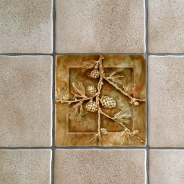 ヴィンテージアールヌーボー松コーン生殖 タイル