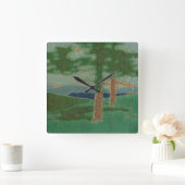 ヴィンテージアールヌーボー樹木景観再現 スクエア壁時計 (ホーム)