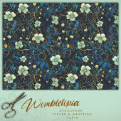 ヴィンテージアールヌーボー海軍とティール（緑がかった色）フローラの分離 薄葉紙