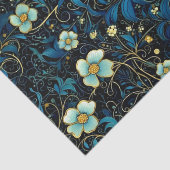 ヴィンテージアールヌーボー海軍とティール(緑がかった色)フローラの分離 薄葉紙 (詳細)