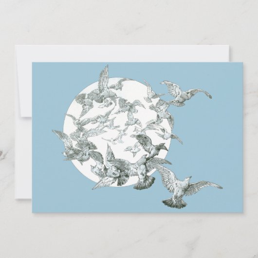 ヴィンテージアールヌーボー満月の鳥の群れ (正面)