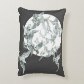 ヴィンテージアールヌーボー満月の鳥の群れ アクセントクッション (裏面(縦))