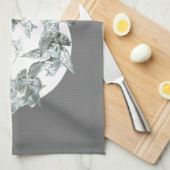 ヴィンテージアールヌーボー満月の鳥の群れ キッチンタオル (四つ折り)