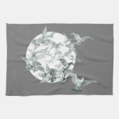 ヴィンテージアールヌーボー満月の鳥の群れ キッチンタオル (横)