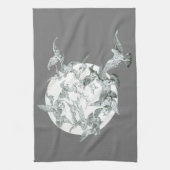 ヴィンテージアールヌーボー満月の鳥の群れ キッチンタオル (縦)