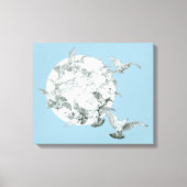 ヴィンテージアールヌーボー満月の鳥の群れ キャンバスプリント (正面)