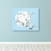 ヴィンテージアールヌーボー満月の鳥の群れ キャンバスプリント (インサイチュ (ウッドフロア))