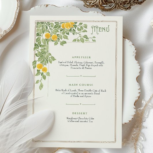 ヴィンテージアールヌーボー結婚のメニューカード 招待状