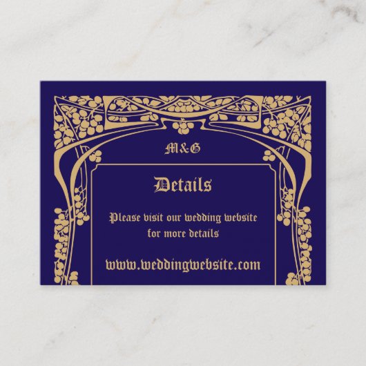 ヴィンテージアールヌーボー結婚スタイル エンクロージャーカード (正面)