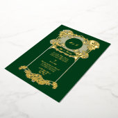 ヴィンテージアールヌーボー結婚バラ 箔招待状 (回転した状態)