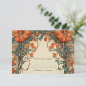 ヴィンテージアールヌーボー結婚フローラ サンキューカード (スタンド正面)