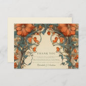 ヴィンテージアールヌーボー結婚フローラ サンキューカード (正面/裏面)