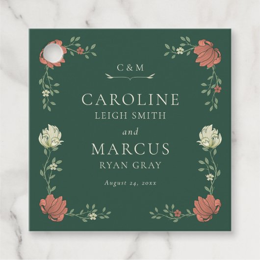 ヴィンテージアールヌーボー結婚フローラ フェイバータグ (正面)