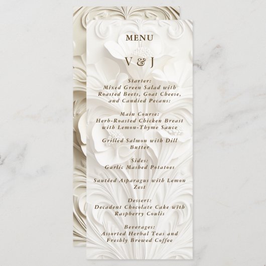 ヴィンテージアールヌーボー結婚フローラ メニュー (正面/裏面)