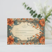 ヴィンテージアールヌーボー結婚フローラ 出欠カード (スタンド正面)