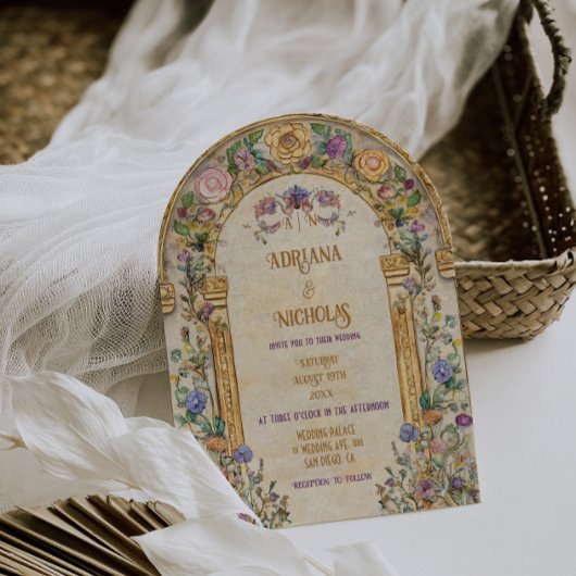 ヴィンテージアールヌーボー結婚フローラ 招待状