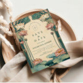 ヴィンテージアールヌーボー結婚ロータス セーブザデート