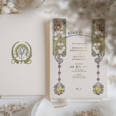 ヴィンテージアールヌーボー結婚式招待状フォイルアクセント 箔招待状