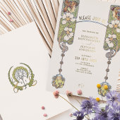 ヴィンテージアールヌーボー結婚式招待状フォイルアクセント 箔招待状