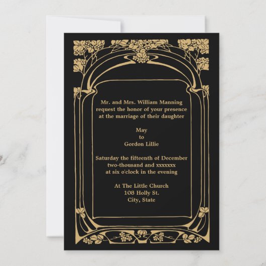 ヴィンテージアールヌーボー結婚式招待状2 招待状 (裏面)