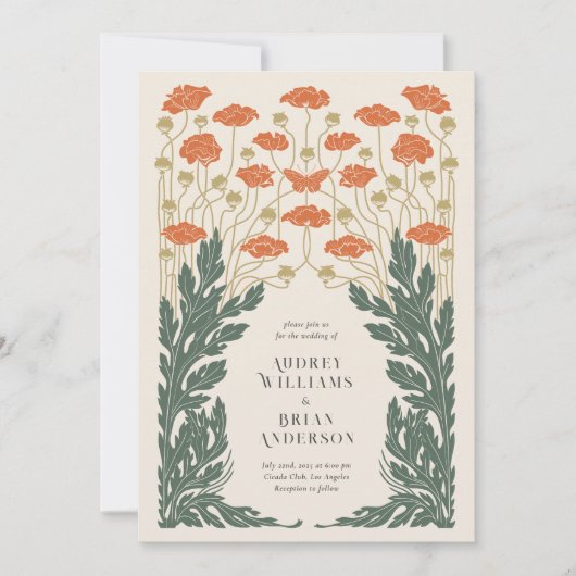 ヴィンテージアールヌーボー結婚式招待状 招待状 (正面)